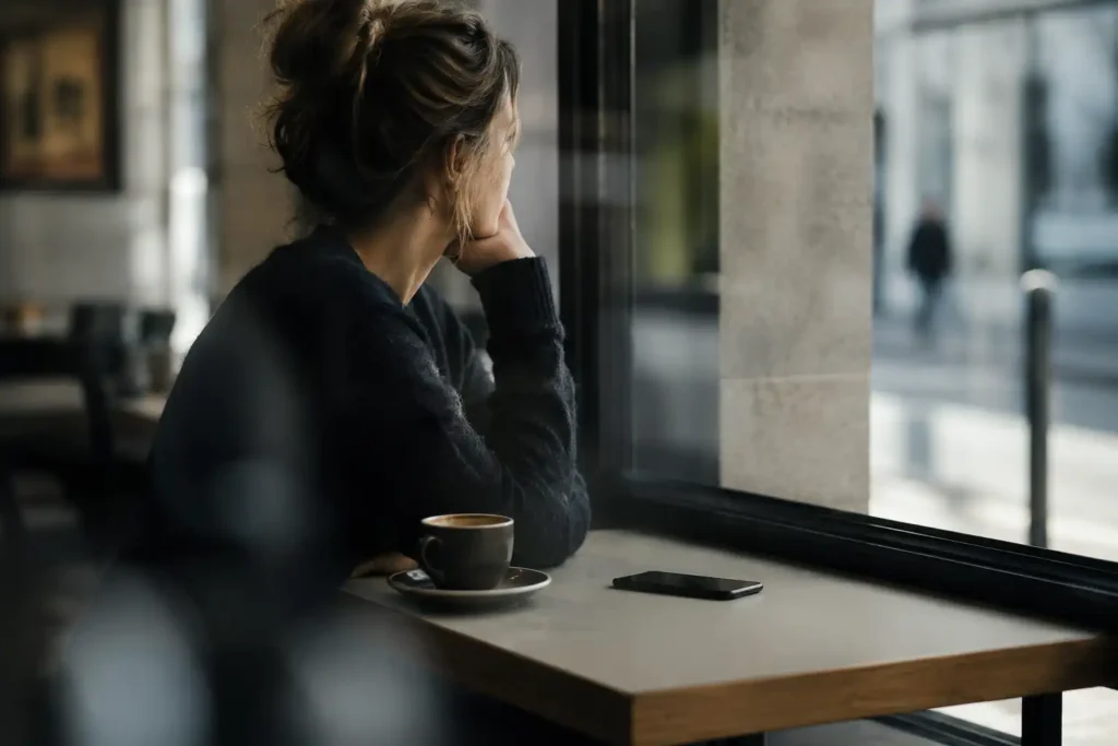 Ruhige Gedanken bei einem Kaffee